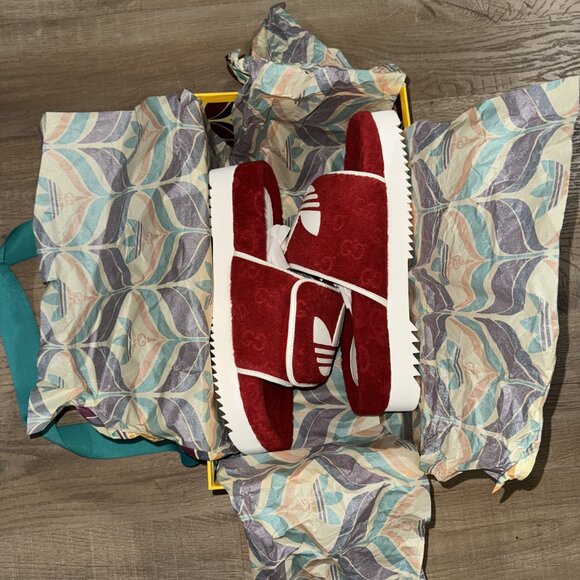 Gucci X Adidas Slides (Red) (Unused) - Picture 9 of 15